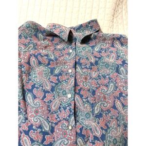 Vintage 1990s HUNT CLUB Womens long sleeve Paisley buttons‎ up shirt sz L 20T